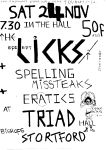 Licks Eratics Gig flyer